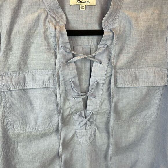 MADEWELL Lace up Shirt in Blue, size XXS - EUC - Picture 11 of 11